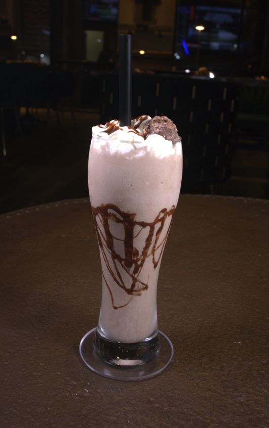 Milkshake with a chocolate drizzle